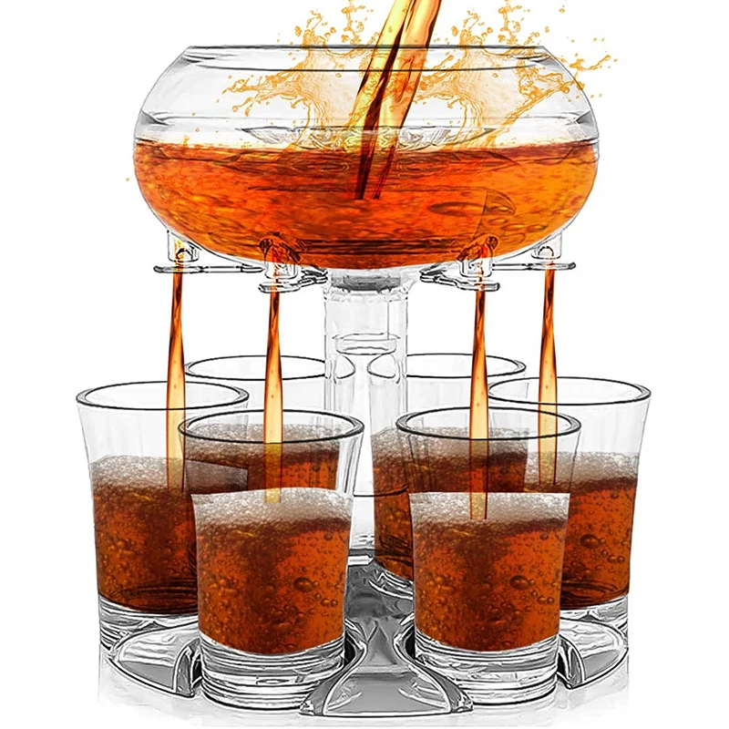 

6 Shot Glass Dispenser Whisky Spirits Beer Dispenser Juice Drink Dispenser Party Drinking Bar Club Tool Cocktail Clear Dispenser