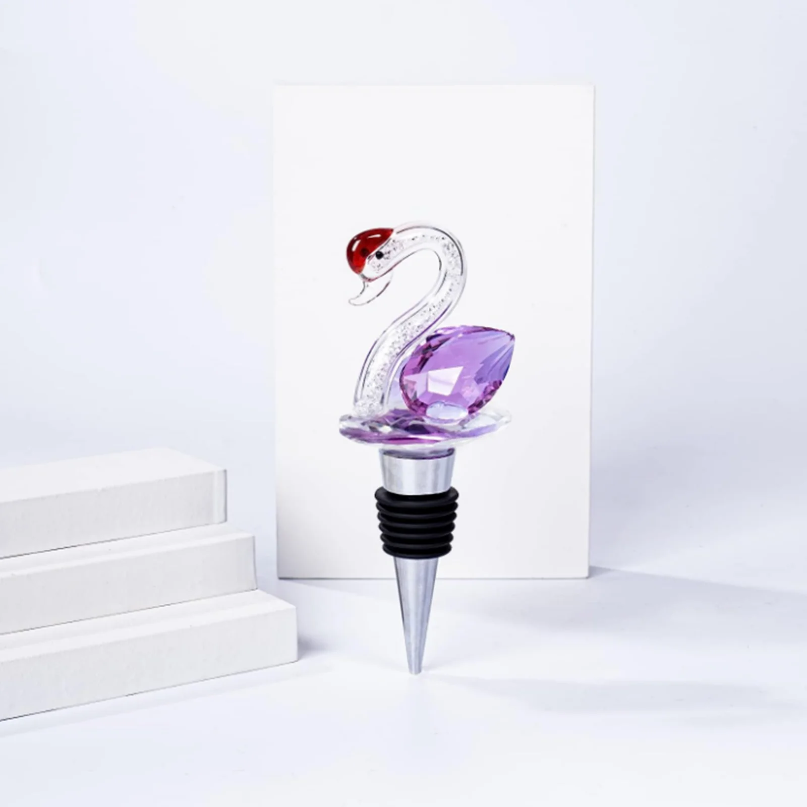 

Cute Portable Animal Wine Bottle Stopper Crystal Wine Stopper Swan Wine Bottle Stopper Cork Diamond Decoration Reusable Drink Bo