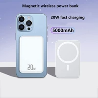 2022 new 5000mah 20w magnetic fast charging wireless power bank for iphone 13 12 pro max 12mini external auxiliary battery pack