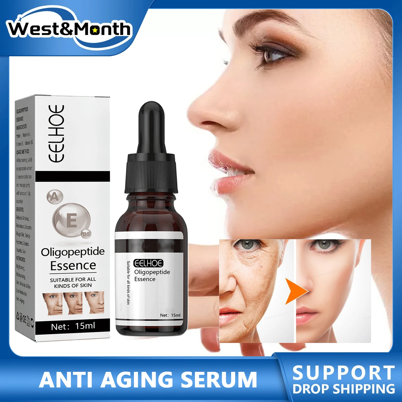 

Anti Aging Serum for Face Fade Fine Lines Deeply Nourishing Brightening Shrink Pores Whitening Moisturizing Tender Skin Essence