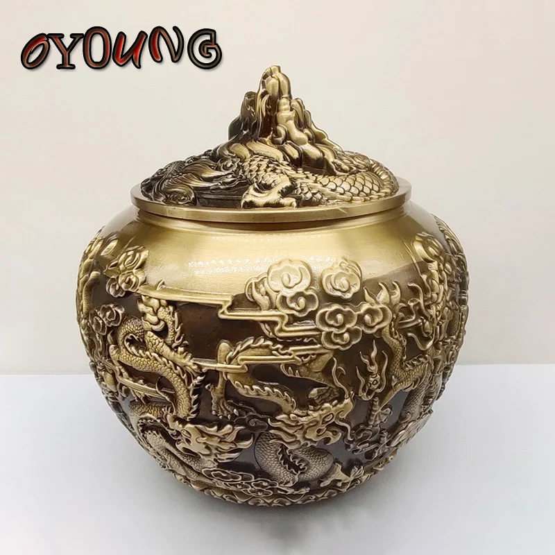 

Большая латунная банка для чая Коулун, банка для хранения чая, креативный подарок для дома, украшение для гостиной, домашняя герметичная банка для чайной церемонии