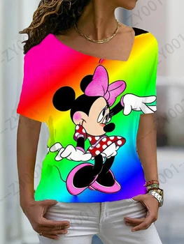 TSHIRT Disney Top Summer Clothes for Women ANIME T-SHIRT WOMAN FASHION LUXURI Blouses Female Clothing Mickey Women's T-shirts 1
