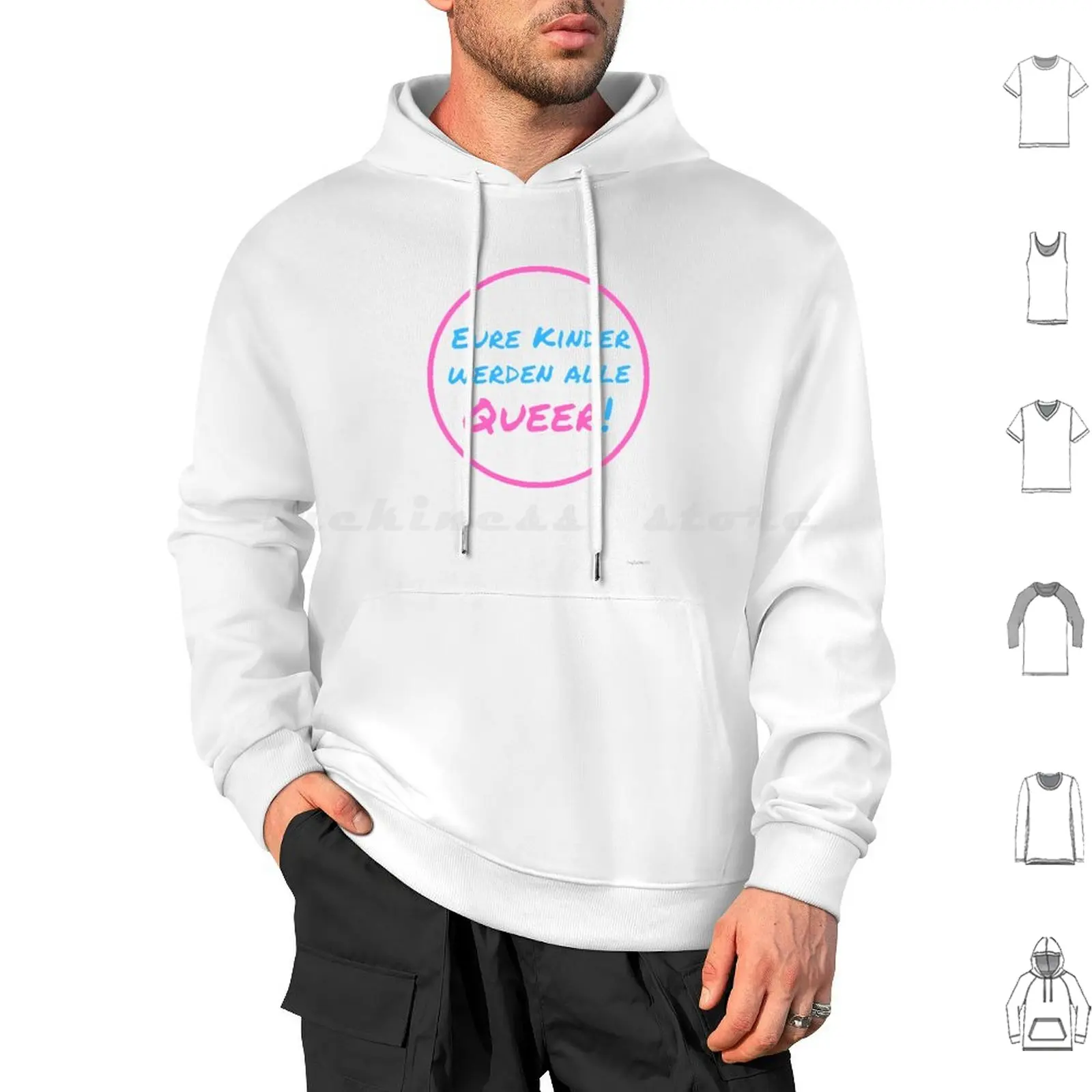 Фото Есть Kinder Werden Alle Queer! Хлопковая толстовка с длинным рукавом Queer Pride Proud Logo Quote Funny Pink Blue Theycallmeccv Ccv №1
