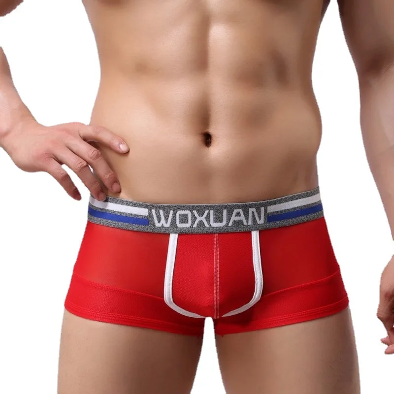 Men's Underwear Sexy Perspective Mesh Underwear Soft Breathable Boxer Ice Silk Men's Boxer