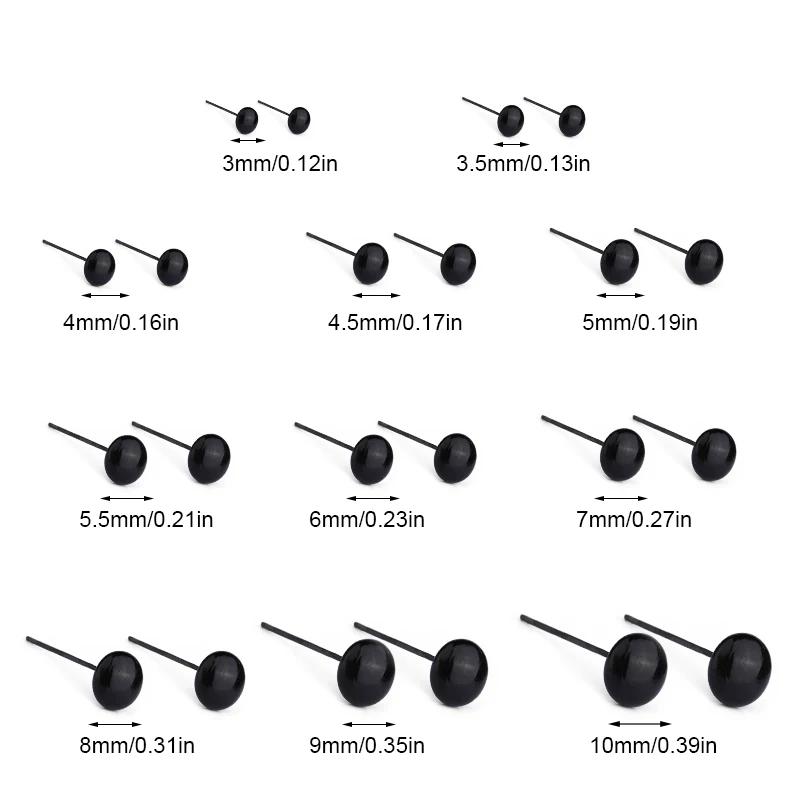 100 пар пластиковые Глазные яблоки для игрушек 3-10 мм