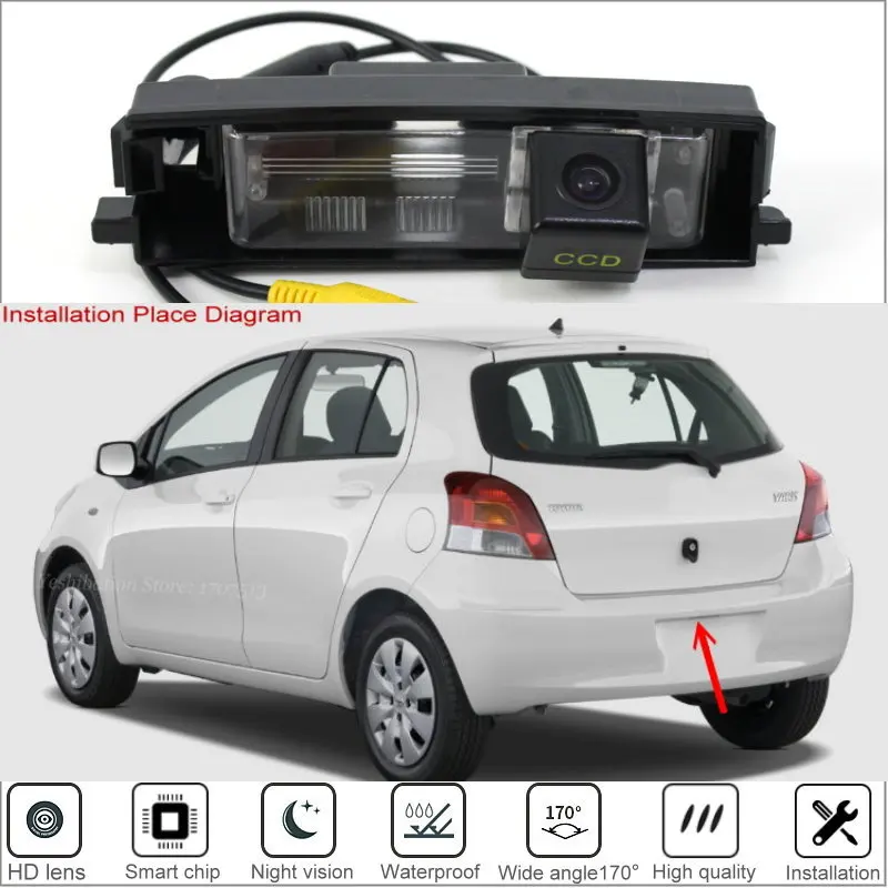 Фото Камера заднего вида Yeshibation для Toyota Yaris Vitz XP90 Hatchback MK2 2005 ~ 2011 HD CCD камера заднего вида ночного видения №1