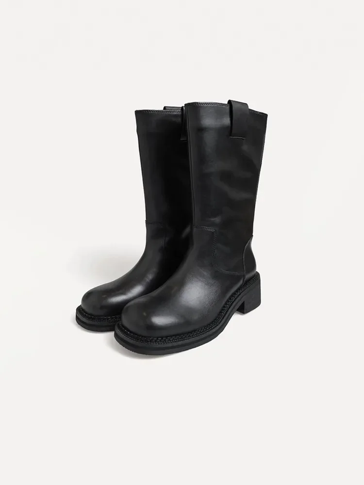 Минималистичные сигаретные ботинки в стиле ретро с внутренней стороны до