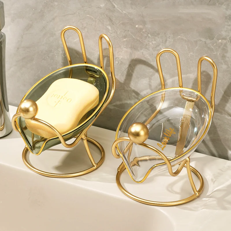 

Luxury Soap Box Creative Rabbit Shape Soap Dish Plastic Drain Water Tray Bathroom Accessories Storage Soap Holder