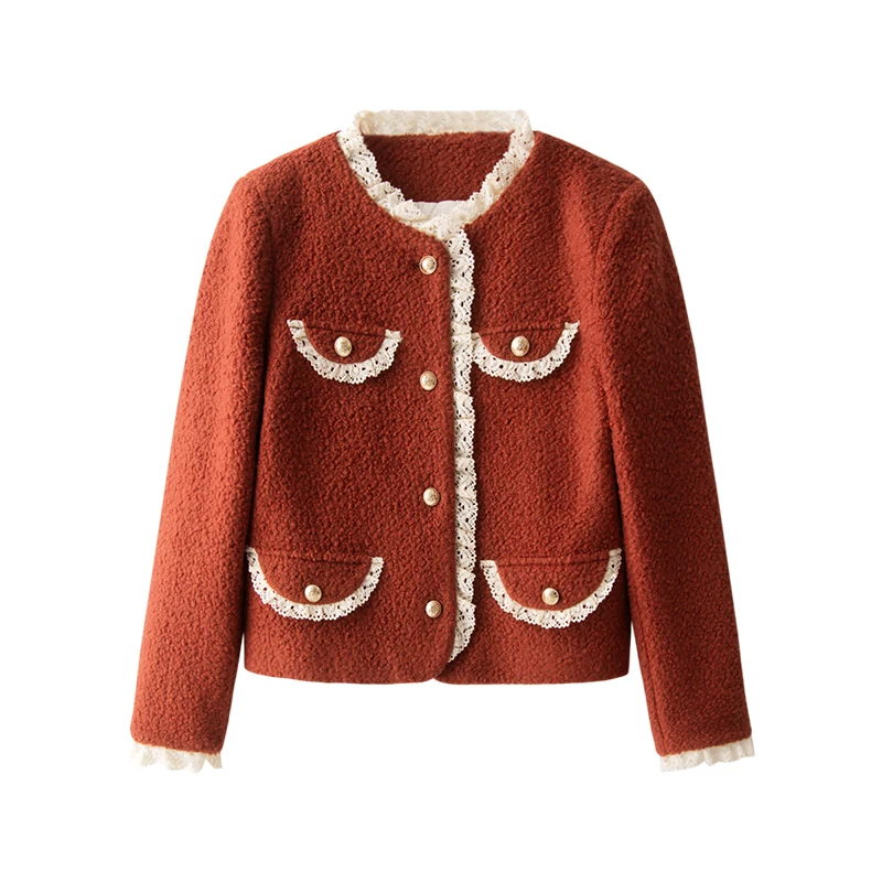 High Quality Design Thin 90%  White Duck Down  Short Jackets Women Wool Blend High Street  Single Breasted  Wide-waisted