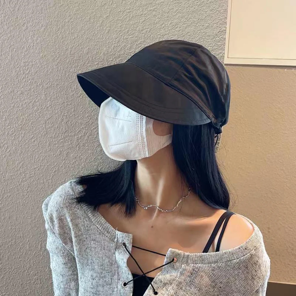 

Spring Summer New Women Bucket Hat Solid Color Adjustable Cotton Outdoor Sun Hats Sports Beach Foldable Panama Caps Ladies
