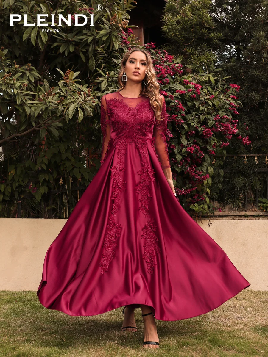 

2022 New Women's Clothing Lace Swing Sexy Dress Trailing Banquet Evening Dress New Long Maxi Dress Formal Full Sleeve O Neck
