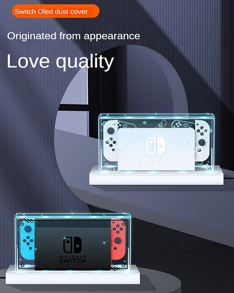 

Mooroer Transparent Dust-proof Cover for Switch Luminous Base Sleeve Box for Nintendo Oled Acrylic Host Case Protective Cover