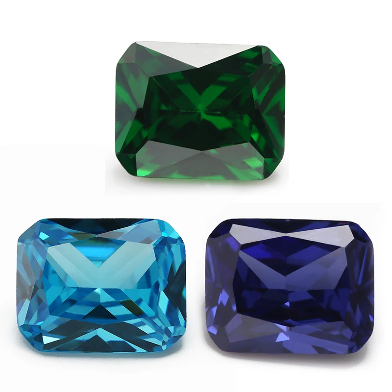 Size 4x6~10x12mm Octangle Shape 5A+ Tanzanite,Green,Sea Blue CZ Stone Synthetic Gems Cubic Zirconia For Jewelry
