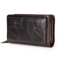 business genuine leather clutch wallet men long leather phone bag purse male large size handy coin wallet card holder money bag