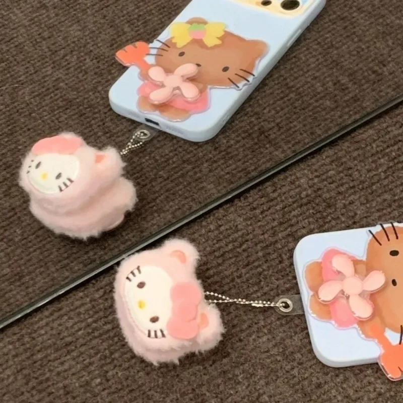 Kawaii Sanrio Hellokitt Y плюшевый кулон аниме милый двусторонний брелок для мобильного