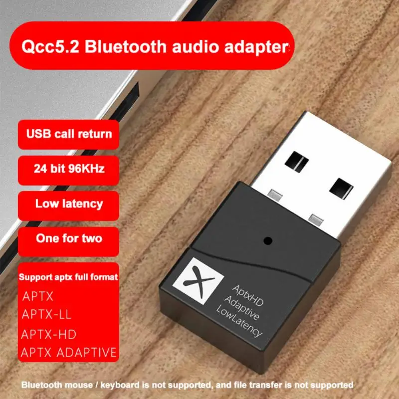 

APTX адаптивный Bluetooth передатчик, USB Bluetooth 5,2 аудио передатчик, без драйвера, можно переключать APTX код свободно адаптер Новый