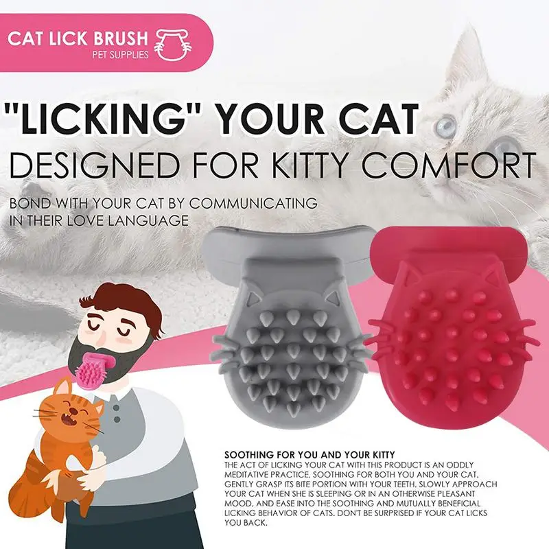 

Pet Cat Massage Brush Tongue Shaped Silicone Soft Pet Hair Remover Brush Licking Cat Kitten Massage Brush Cat Grooming Tool