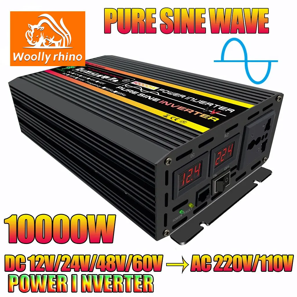 Чистый синусоидальный инвертор 12V 24V 48V 60V на 220V 1600W 2500W 3500W 4500W преобразователь напряжения DC AC питания для автомобиля.