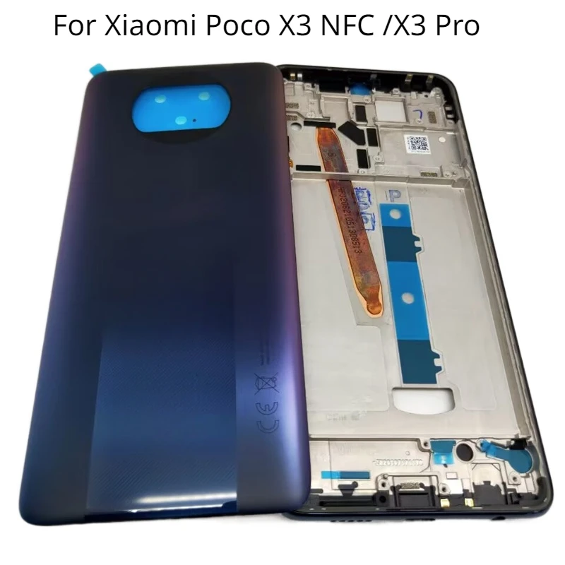 

Full Housing For Xiaomi Poco X3 NFC /X3 Pro Middle Frame Bezel Plate Chassis Housing With side key+ Battery Cover