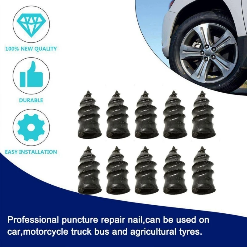 

Motorcycle Repair Tire Film Nail Car Vacuum Tyre Repair Nail Tubeless Tyre Repair Rubber Nail Bicycle Repair Parts 10Pcs