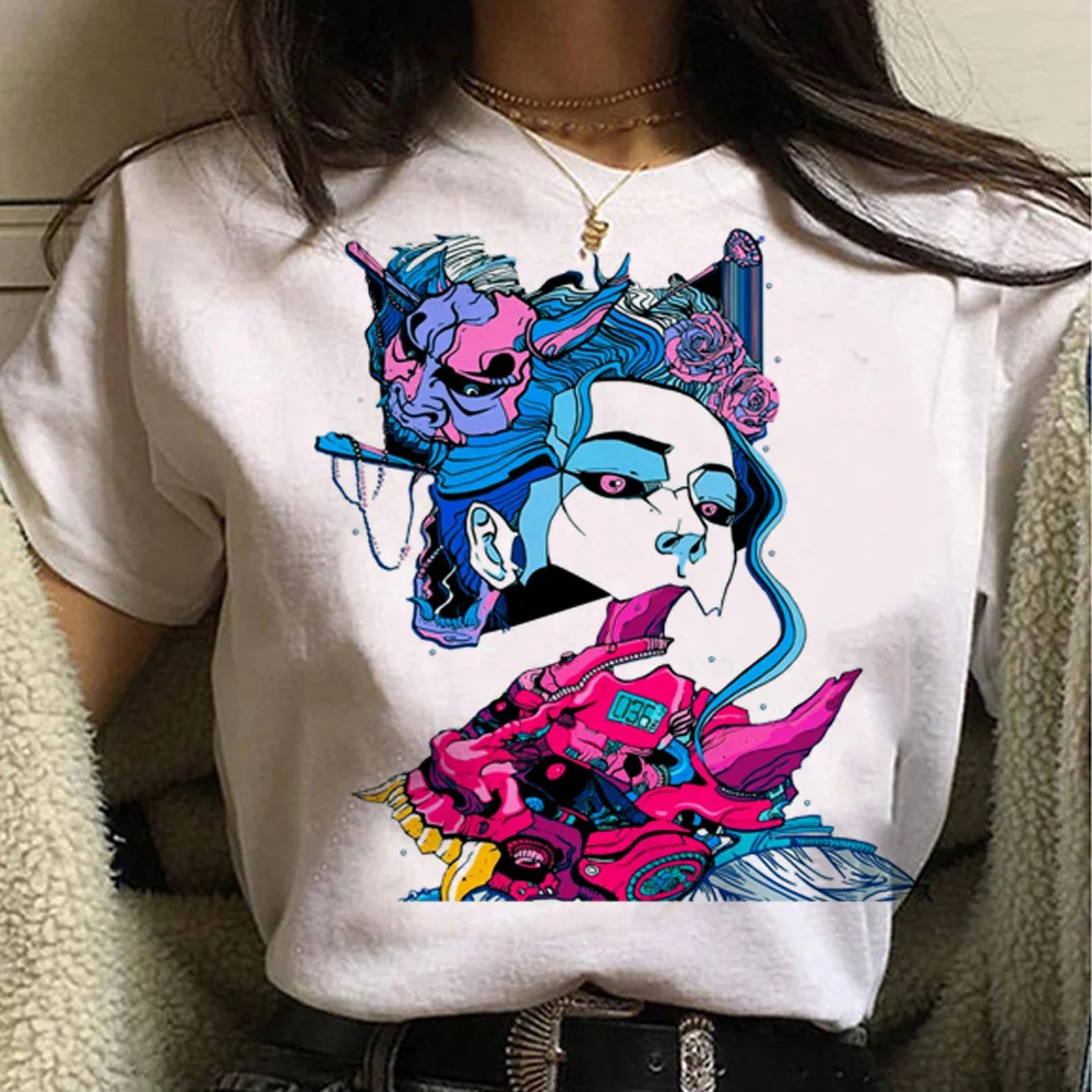 

Футболка женская с принтом маски самурая и демона, Y2K