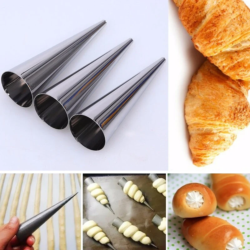 

Stainless Steel Croissant Mould DIY Conical Tube Cone Danish Cream Horn Box Dessert Bread Pastry Kitchen Baking Pastry Tools