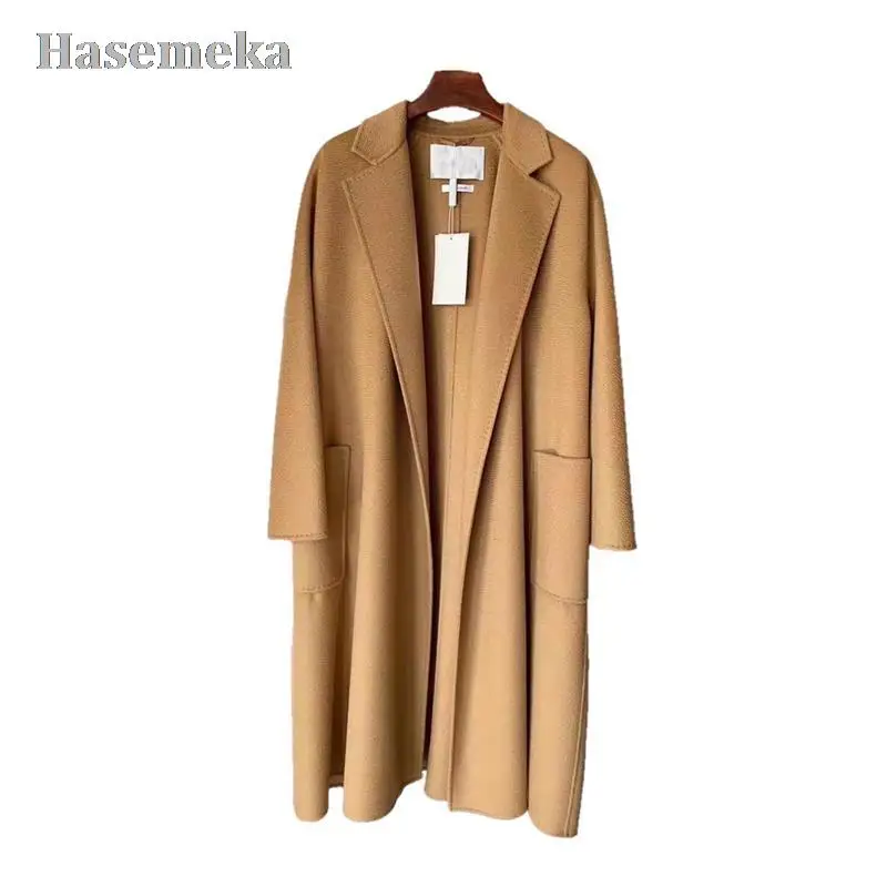 

20% Cachmere 80% Austrilian Wool Mid-Long Women Coat Water Ripple Coat Women's High-End Coat