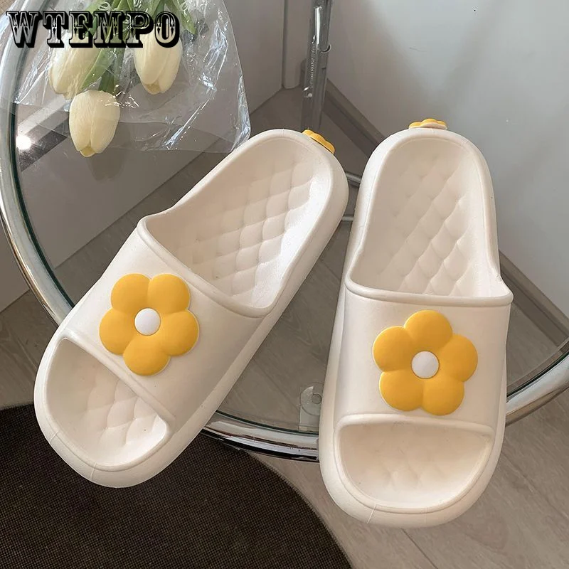 WTEMPO Summer Slippers 2023  Floral Home Bathroom Women's Slides Soft Platform Non-slip Sandals Girl Comfort Shoes Dropshipping