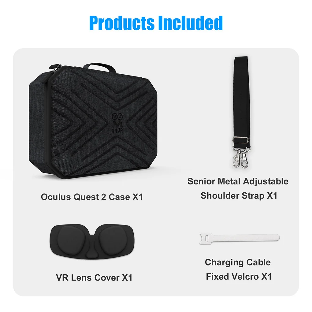 

VR Glasses Case Zipper Storage Bag Portable VR Glasses Protective Box Replacement for Oculus Quest 1 2