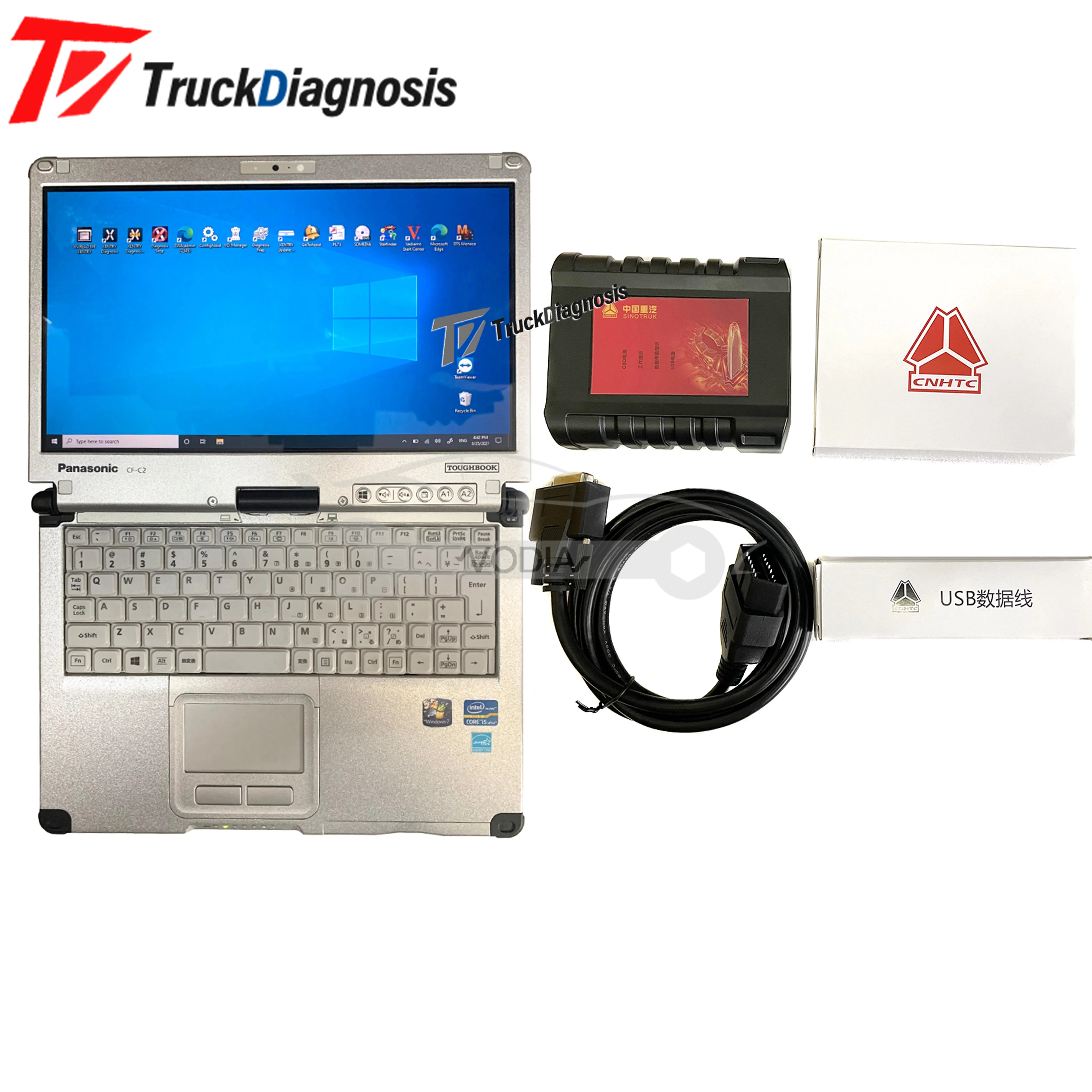 

Truck Scanner Diagnostic Interface For SINOTRUK HOWO Cnhtc Diesel Engine Heavy Duty Diagnostic Tool with CF19/CFC2 laptop