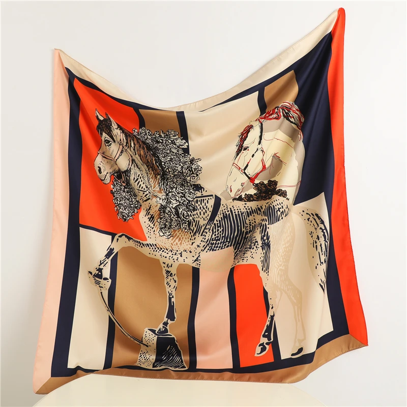 Женский квадратный шарф 90 см саржевый Шелковый женский Мягкий хиджаб шали