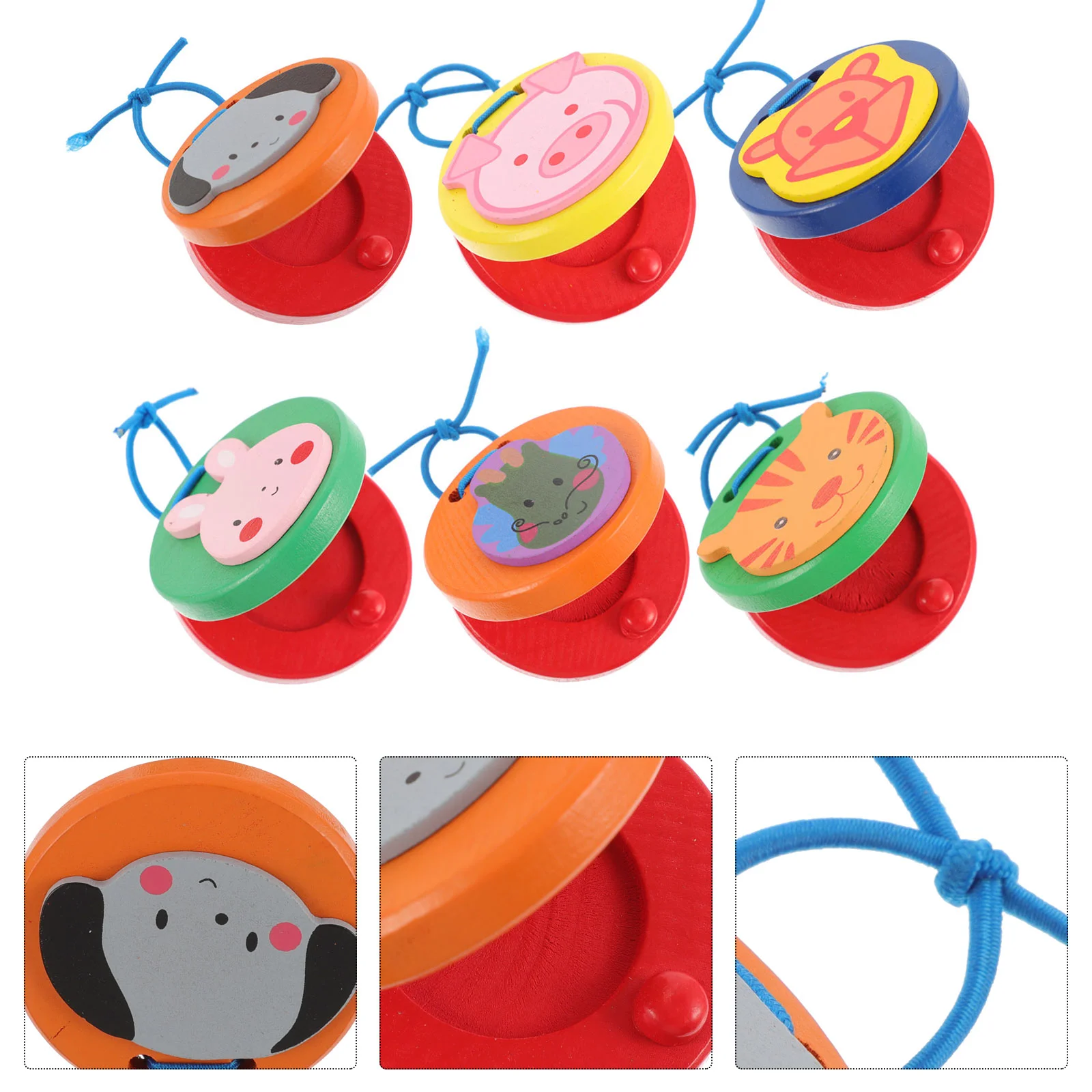 

6PCS Wooden Castanet Kids Toddlers Adults Musical Instrument Finger Castanet