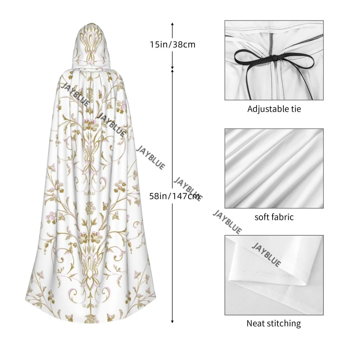 Золотой плащ с капюшоном в стиле барокко полиэстер унисекс накидка ведьмы