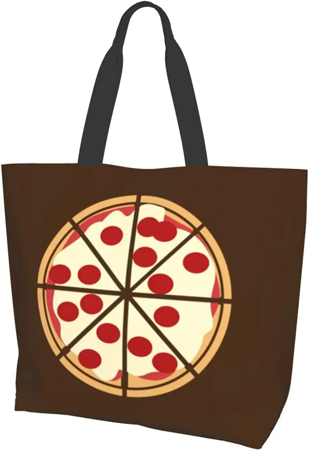 

Funny Pizza Women'S Large Capacity Shoulder Shopping Bag, Pizza Lightweight Crossbody Tote Organizer