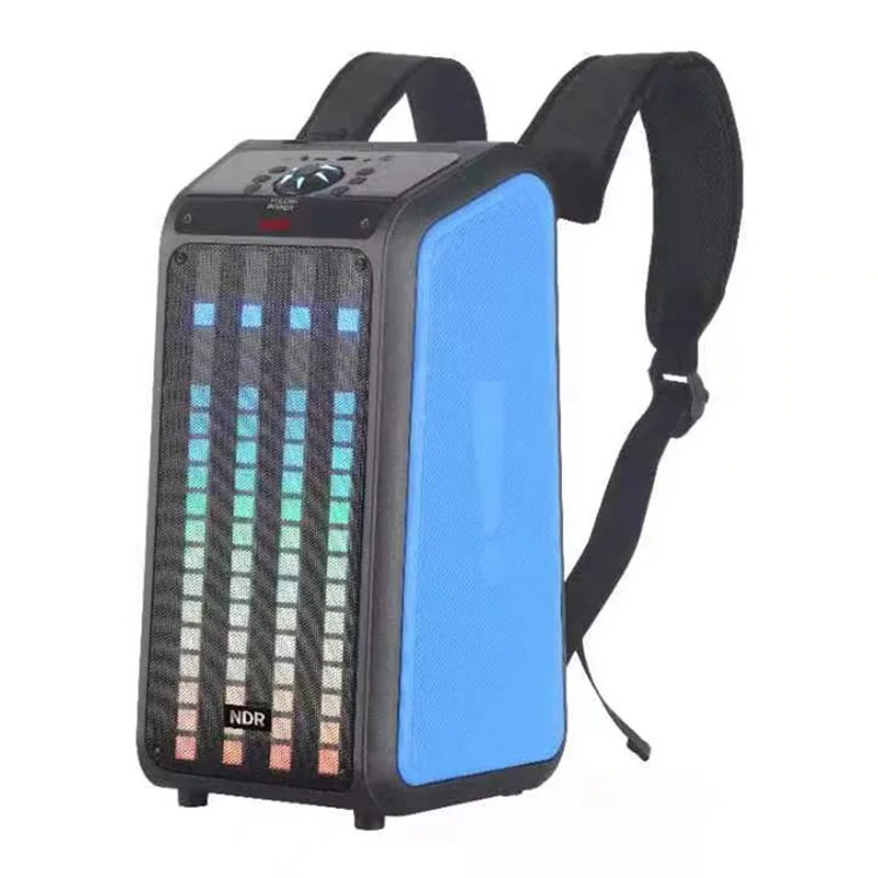 

Kinglucky 2022 new outdoor portable shoulder bag dual 6.5 inch bluetooth karaoke speaker magic color cool lighting card speaker