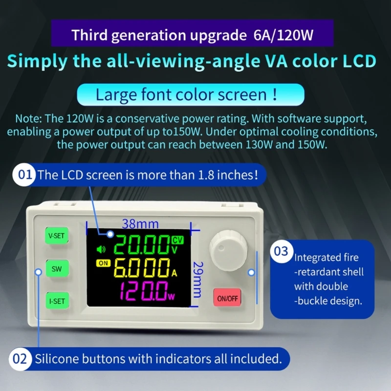 Точный регулятор напряжения SK120X 120 Вт с ЖК-экраном для тестирования цепей