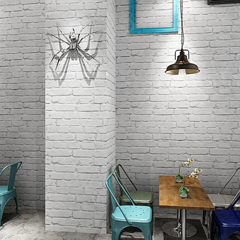 

3D Retro Nostalgic Brick Brick White Brick Pattern Wallpaper Restaurant Background Milk Tea Clothing Store White Brick Wallpaper