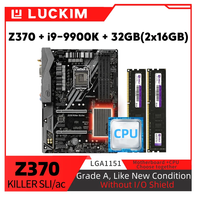 

Refurbished Z370 KILLER SLI/ac Motherboard +i9-9900K + 32GB(2x16GB) Set Kit with Processor Memory DDR4 LGA1151