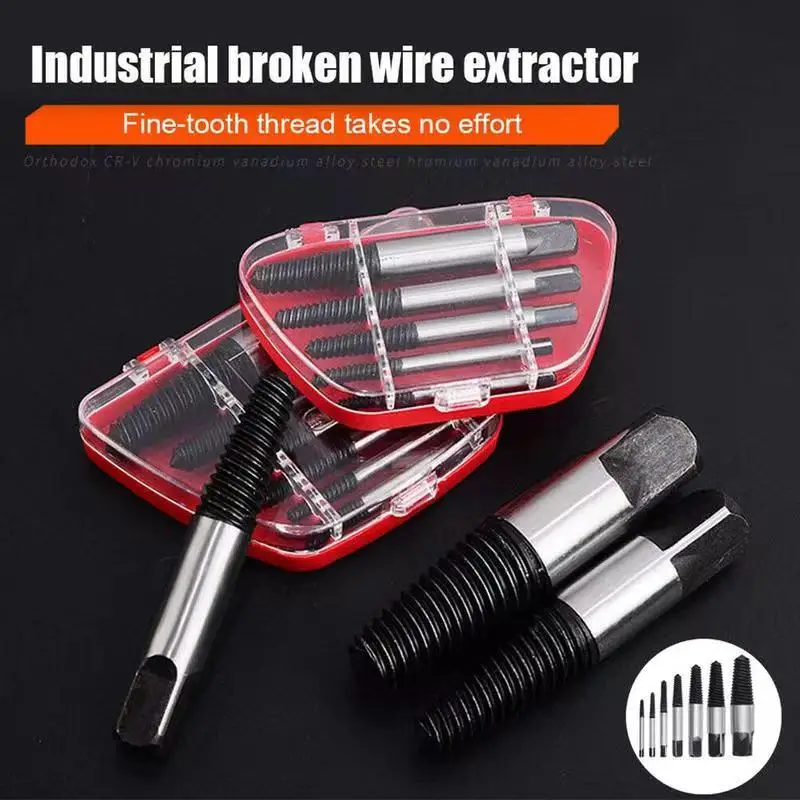 

5/6Pieces Broken Guide Damaged Screw Extractor Broken Head Screw Extractor Screw Quick Drill Tool Useful