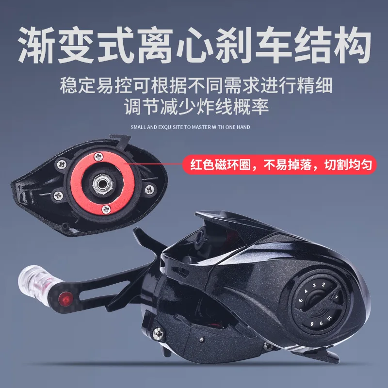 Фото Ультралегкая карбоновая микро-катушка для бейткастинга с плавным забросом и сигнализацией торможения, подходит для левой и правой руки, для пресноводных ручьев и льда. №4