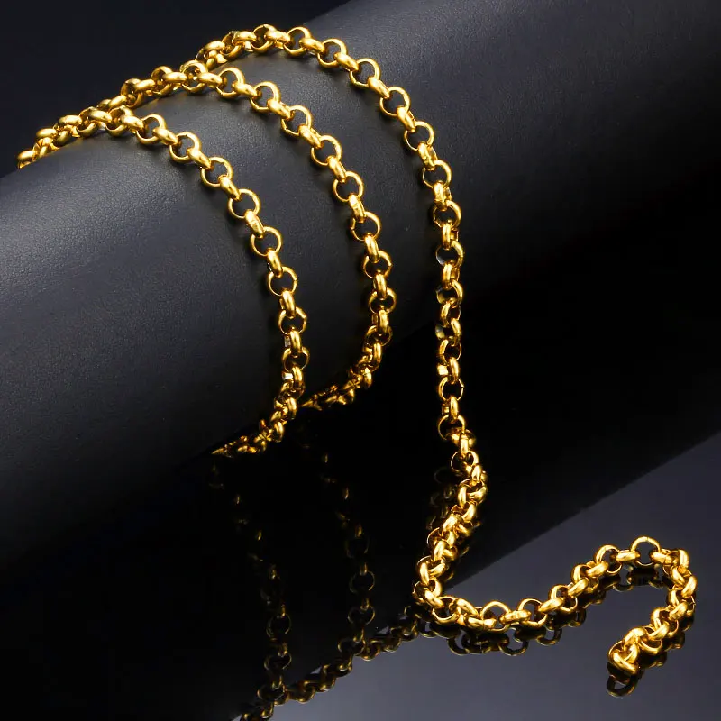 1Meters Width 3mm Stainless Steel Circular Chains Plated 18K Gold Jewelry Making Supplies Accessories DIY Cool Necklace Bracelet