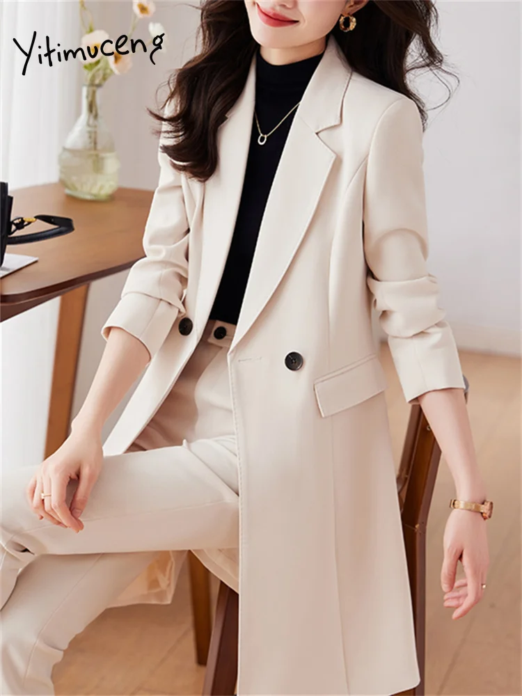 Однотонные женские костюмы Yitimuceng, офисные комплекты, новинка 2023 ...