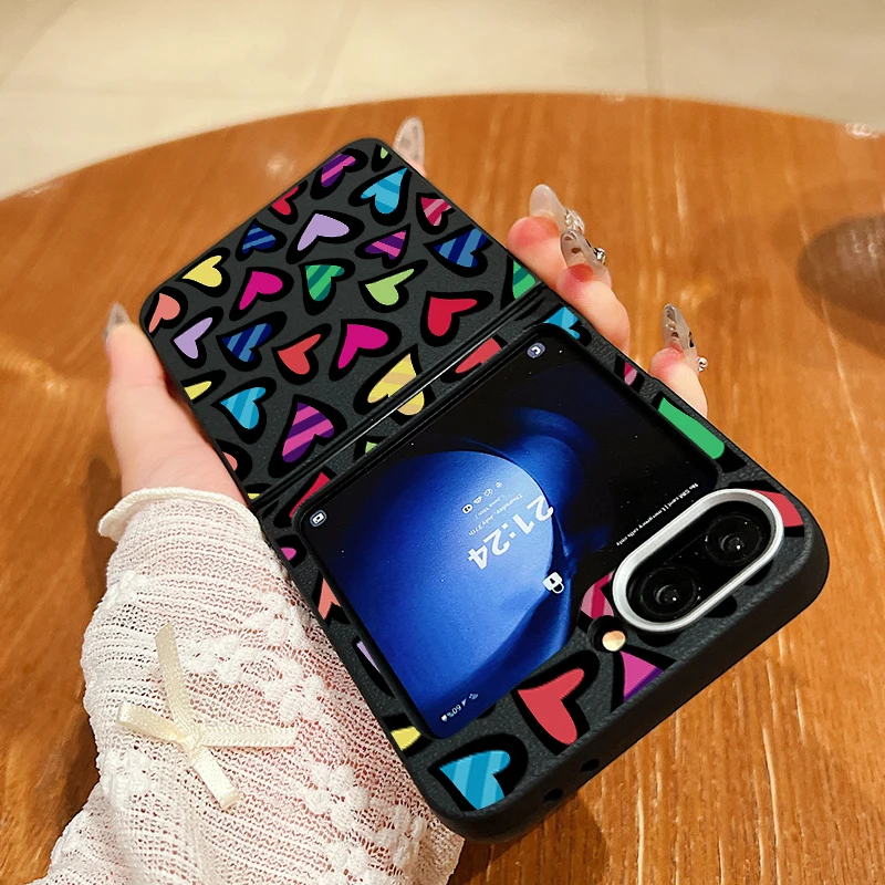 Чехол Pixel Style Colorful Love Hearts для Samsung Galaxy Z Flip 6 5 4 3 магнитный чехол с текстурой кожи Magsafe
