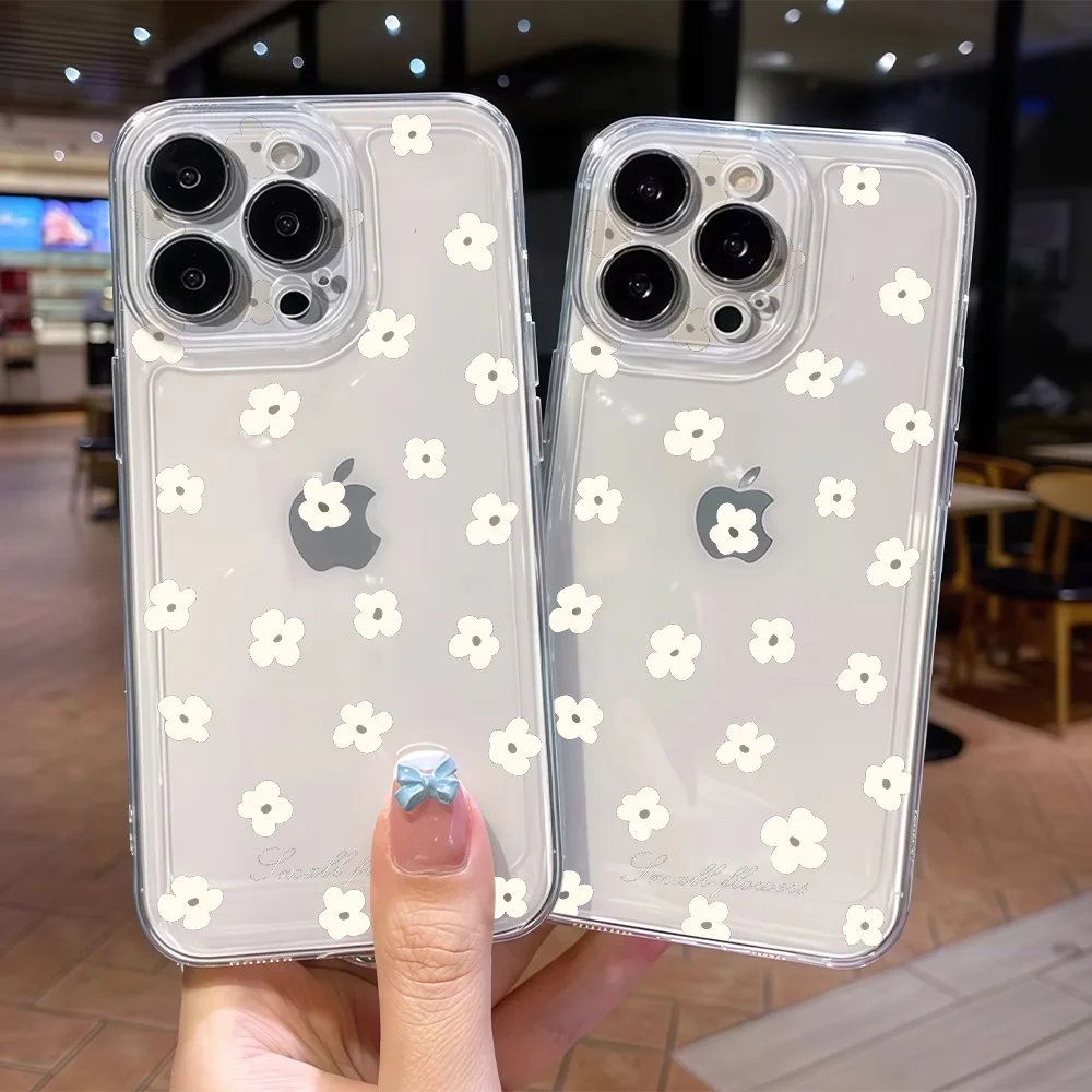 Силиконовый чехол для телефона с светло-бежевым цветком для IPhone 17 16 15 14 13 12 11 Pro Xs Max Air Mini 7 8 6 6s Plus SE 2020 2022 Cover (art.: 3920d209887ef) - 3920d209887ef
