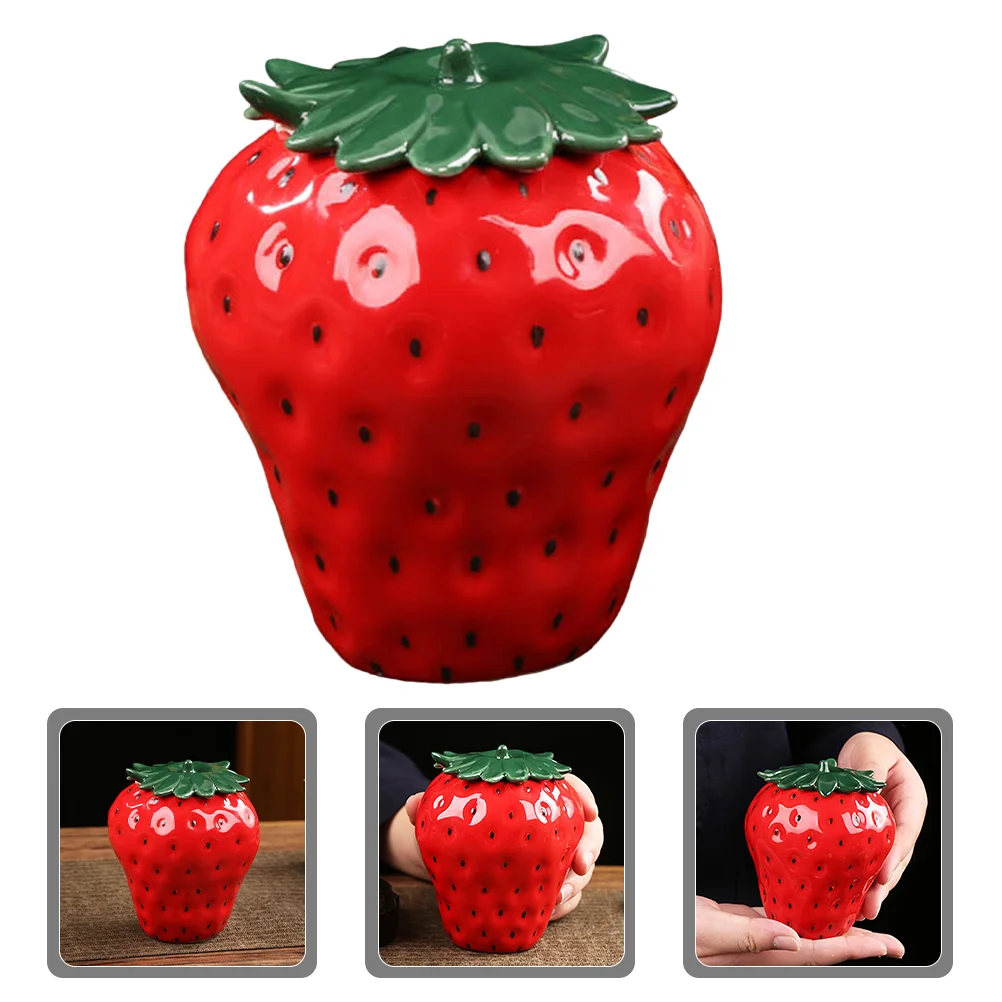 

Ceramic Loose Tea Jar Strawberry Shape Tea Container Ceramic Storage Container for Loose Tea