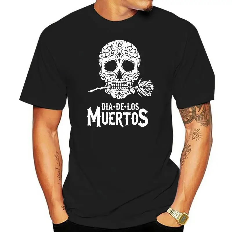 

Damen T-Shirt Sugar Skull Dia De Los Muertos Totenkopf mit Blumen Slim Fit