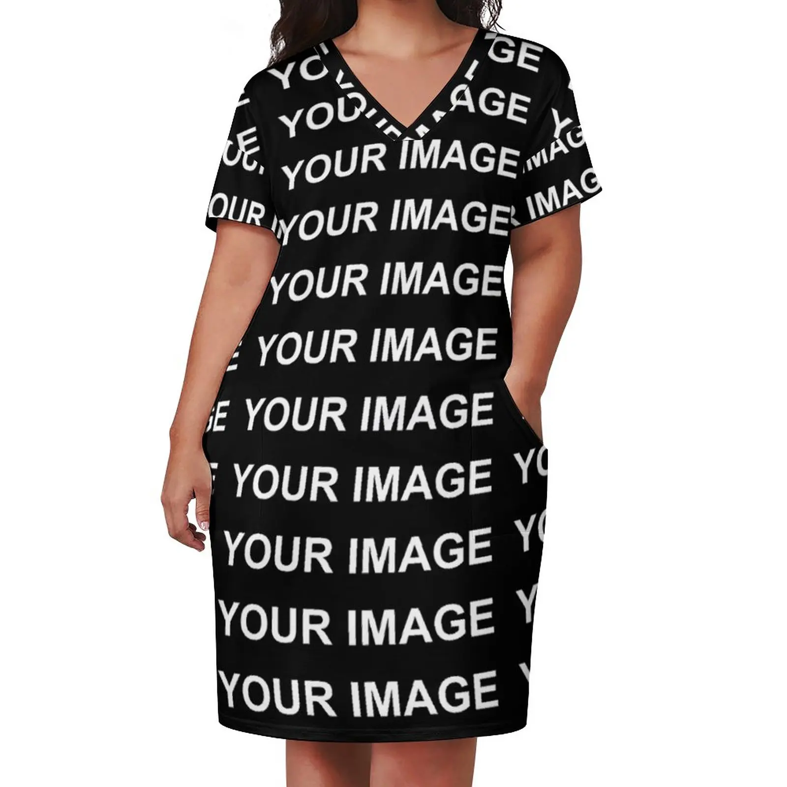Your Image Customized Casual Dress Summer Custom Made Design Kawaii Dresses Ladies V Neck Print Street Style Dress Plus Size 5XL