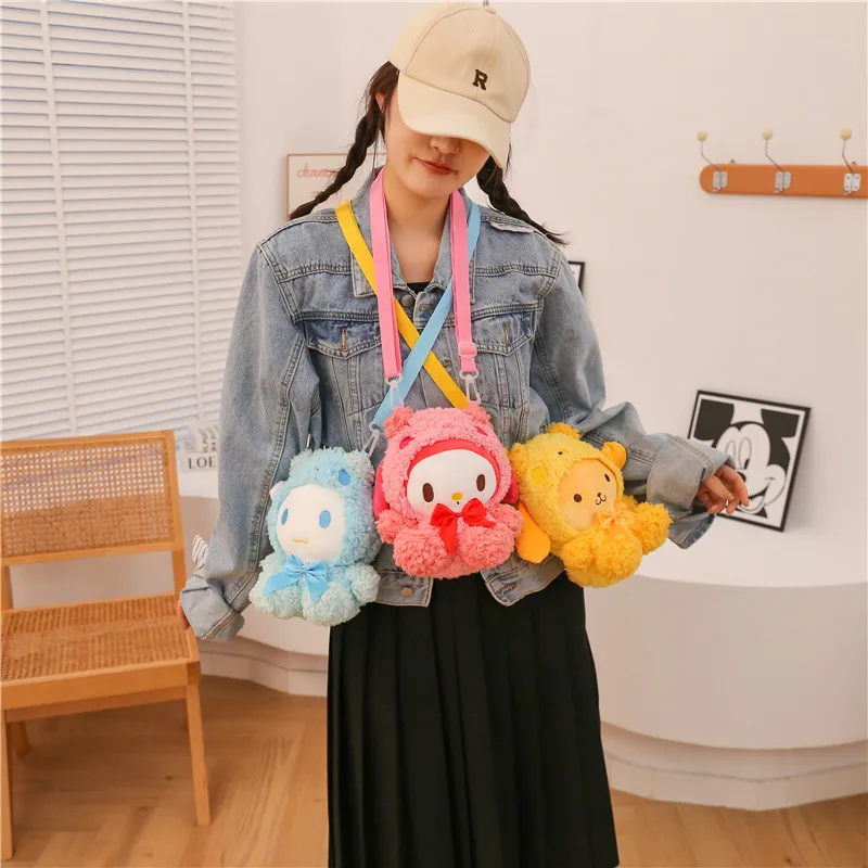 

Kawaii Sanrio Cinnamoroll My Melody Pompompurin аниме мультяшная сумка почтальонка, милая плюшевая кукла, наплечная сумка, плюшевая игрушка, плюшевый подарок