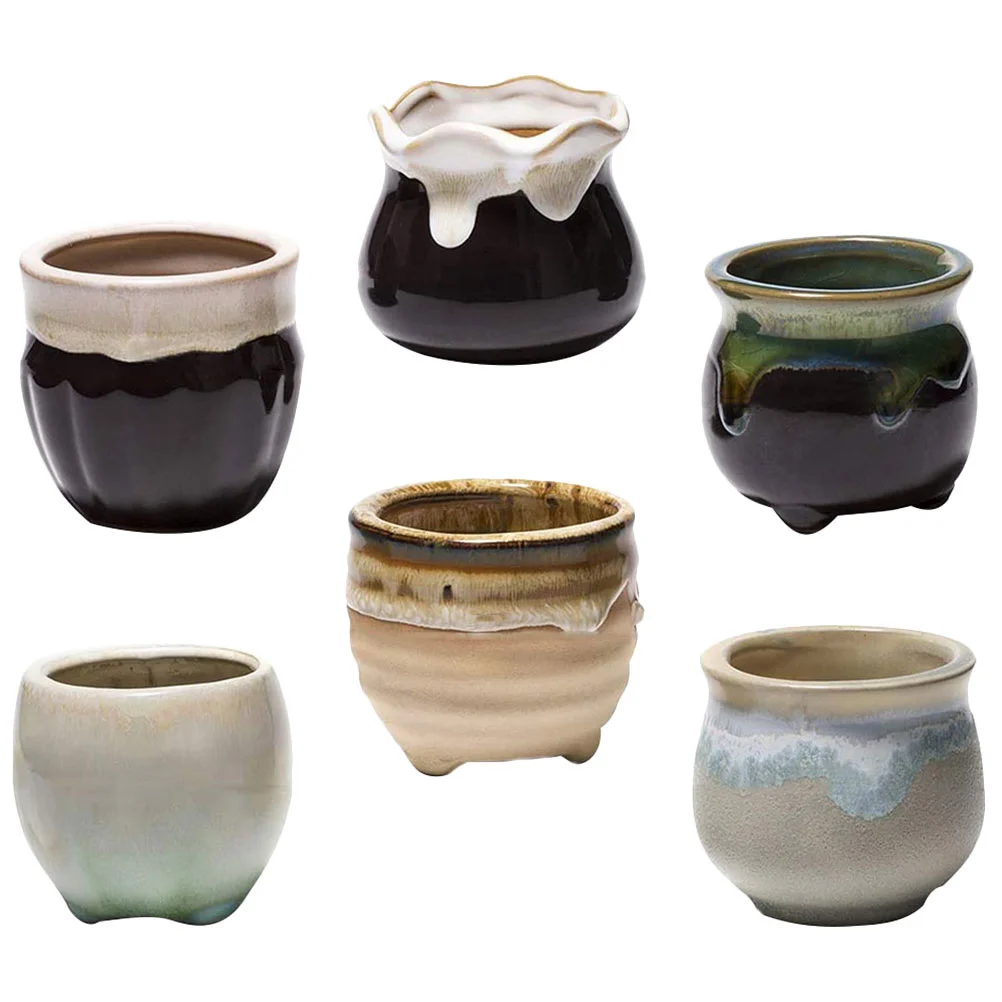 

Pots Potbonsai Small Ceramic Planterflower Vase Decorative Planters Mini Garden Herb Container Home Succulents Delicate Flowing