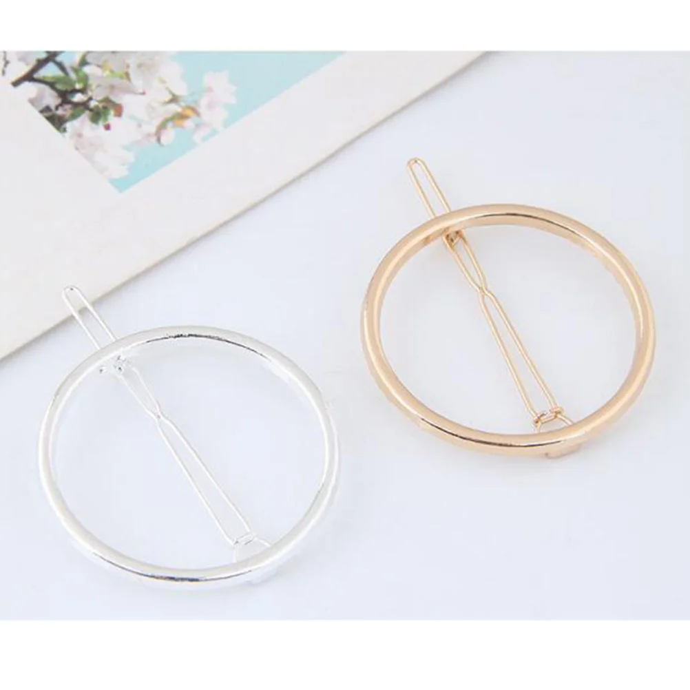 

2pcs Hair Clips Hair Claw Ponytail Holder Round Circle Hair Clip Metal Hairpin Elastic Hair Ring Dainty Hollow Hairpin